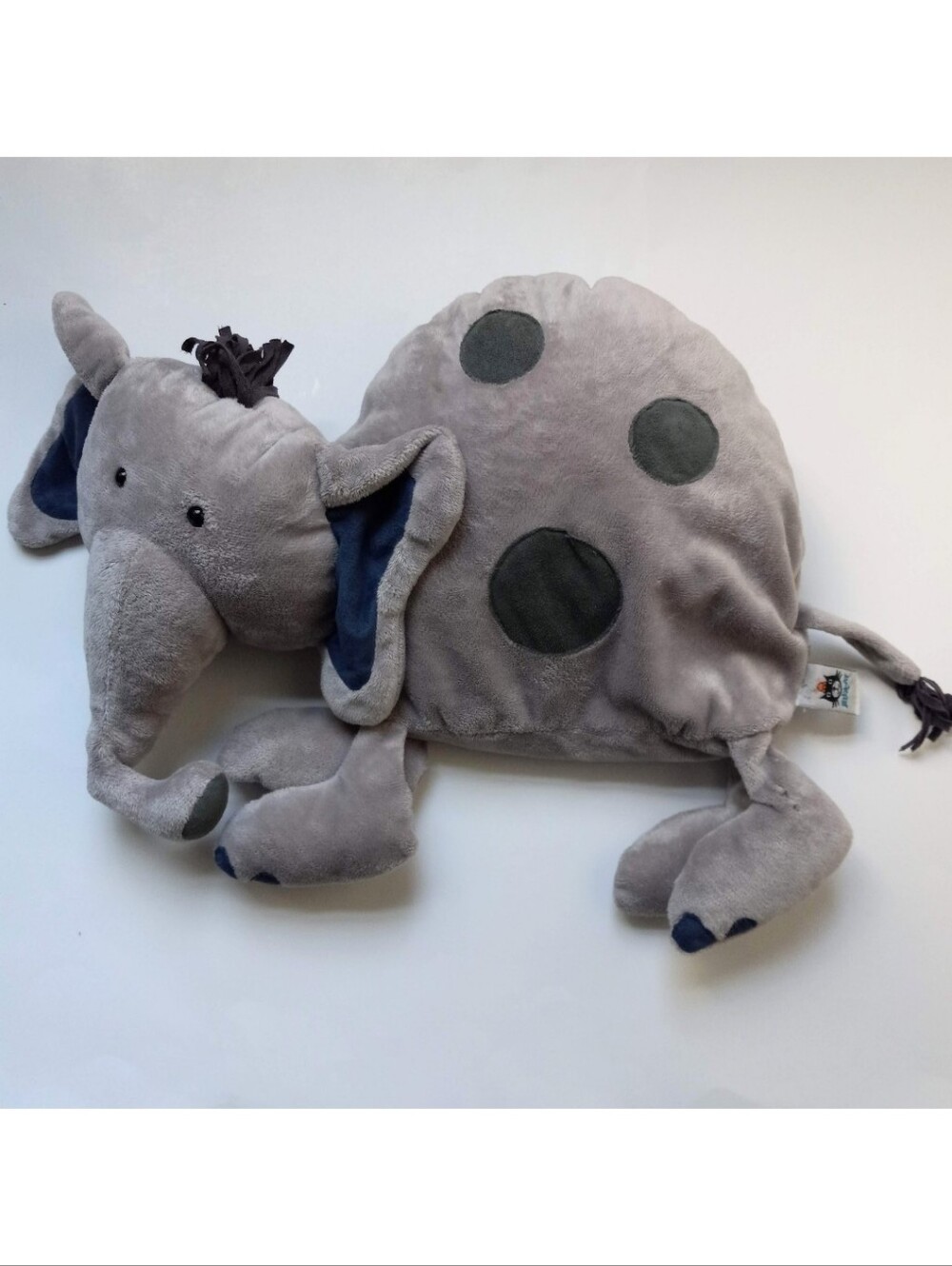 Jellycat Cushkin Elephant Plush Stuffed Animal Gray Polka Dot Retired FLAW